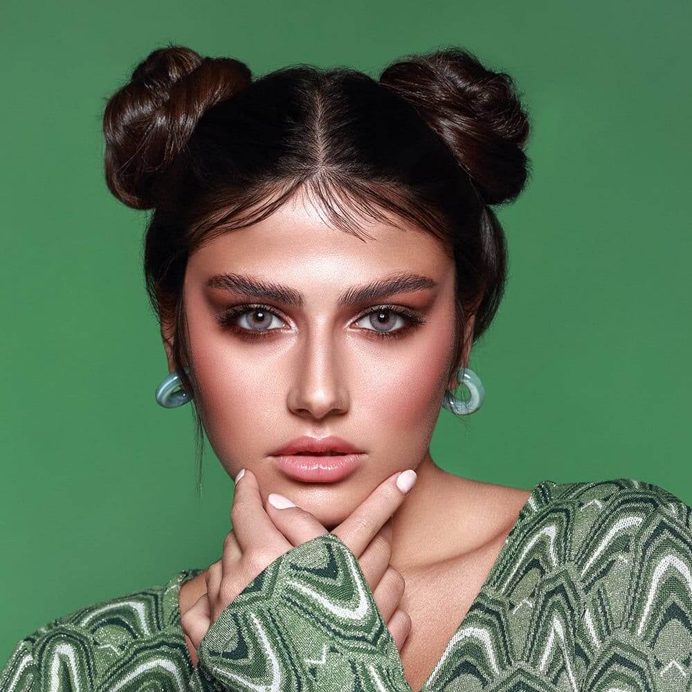 Bella Elite Contact Lenses, Amber Gray, Bella Elite Collection, dark gray eyes, amber and gray in a darker and more subtle tone