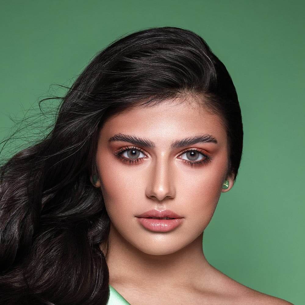 Bella Elite Contact Lenses, Mint Gray, Bella Elite Collection, cool gray shade, subtle limbal ring, color contact lenses, rich mint with beautiful medium gray