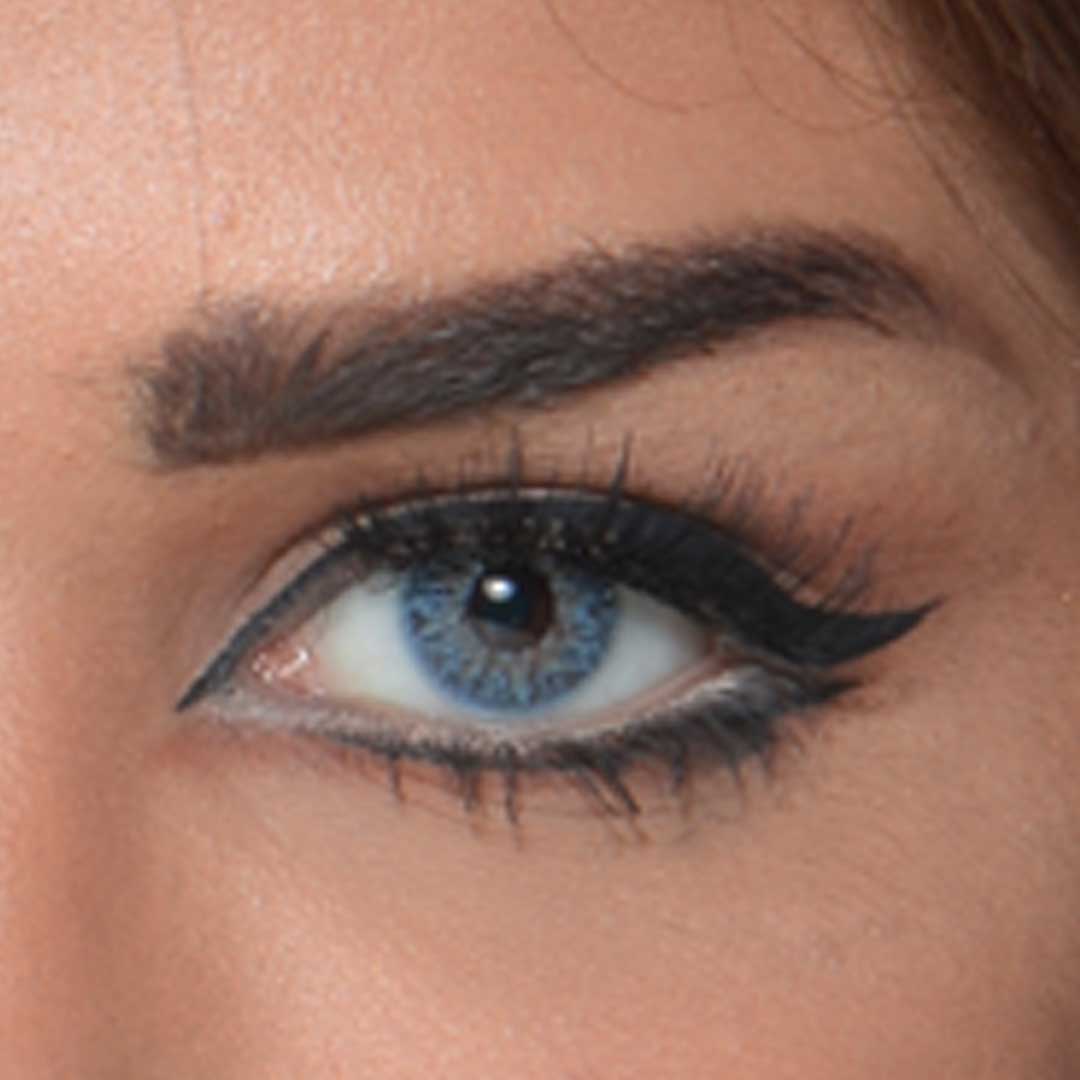 Bella Colour Contact Lenses, Natural Blue shade, blend rich and velvety blues, subtle olive limbal ring