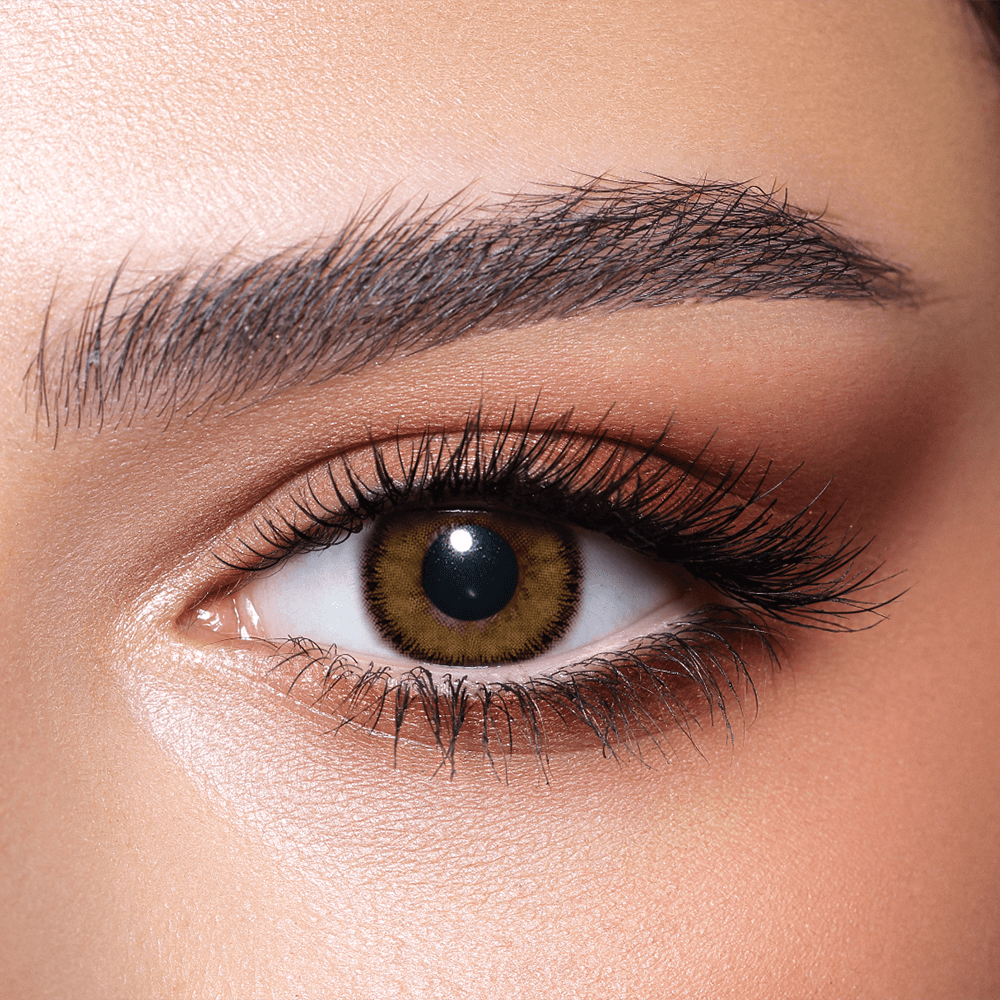 Bella Diamond Nay color contact lenses, rich, golden-brown color, flattering for brown eyes