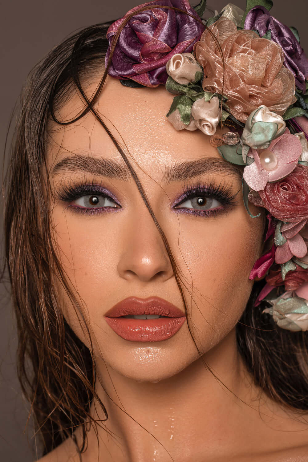 Silver Lace DYE Monthly Contact Lenses in Dusty Gray, Monthly Wear, Model wearing Bella Silver Lace DYE Contact Lenses