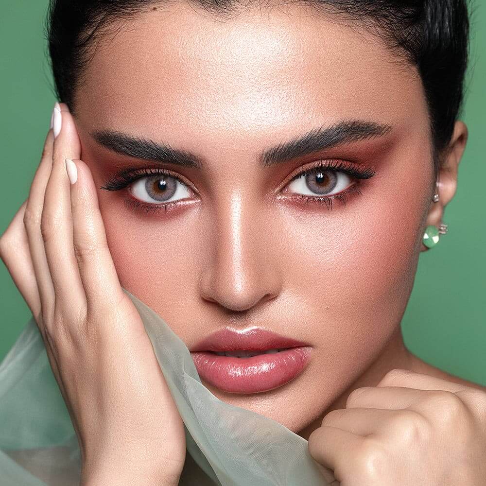 Bella Prescription Contact Lenses, Amber Gray, shade of amber and light gray, Bella Elite Amber Grey