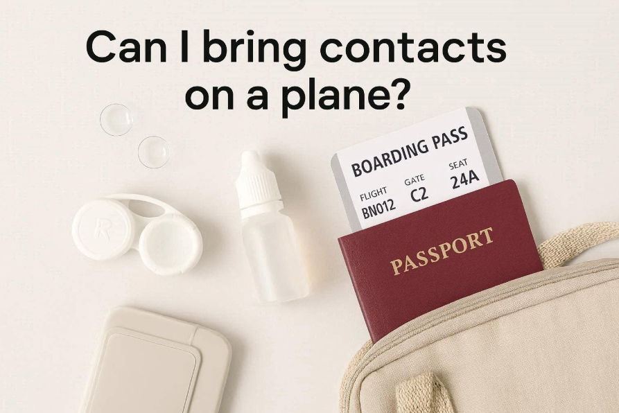 Can i bring contacts on a plane?