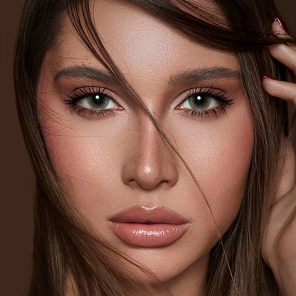  Bella Midori DYE contact lenses, Daily Collection, Close-up of woman wearing DYE Midori contact lenses, vibrant green hue with natural look, daily wear collection, bold makeup with earthy tones